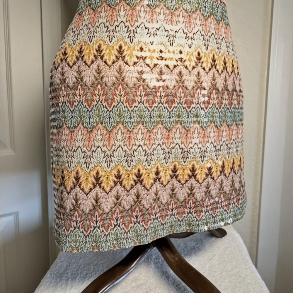 Express Pastel Chevron Knit Mini Skirt — Mint, Peach & Mustard